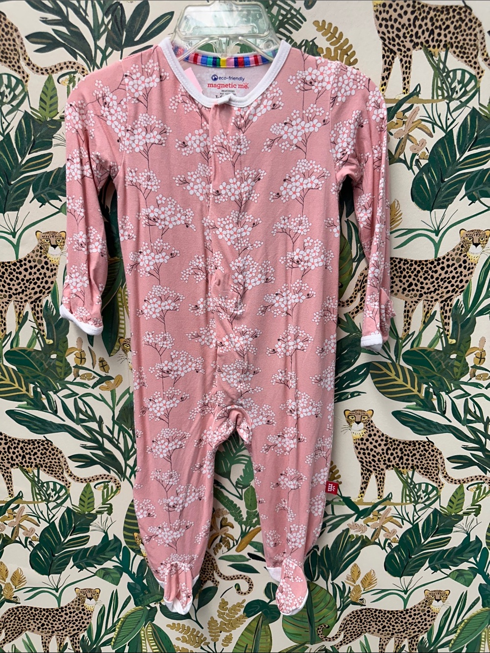 Magnetic Me Pink Floral Footed One-Piece Pajamas 3-6 months